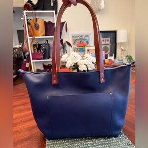 Large Cobalt Zipper Tote Bag Portland Leather Goods